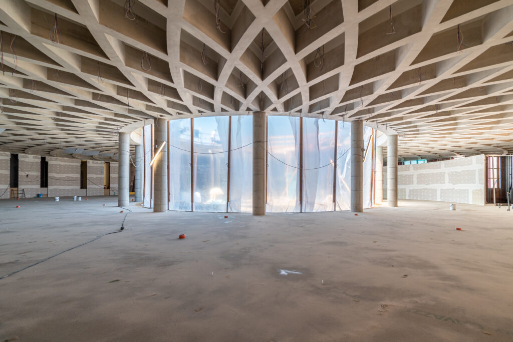 Solaio di cantina a travi incrociate o a cassettoni su pianta circolare realizzato con casseforme Arbloc