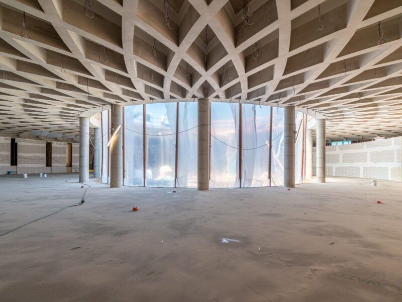 Solaio di cantina a travi incrociate o a cassettoni su pianta circolare realizzato con casseforme Arbloc